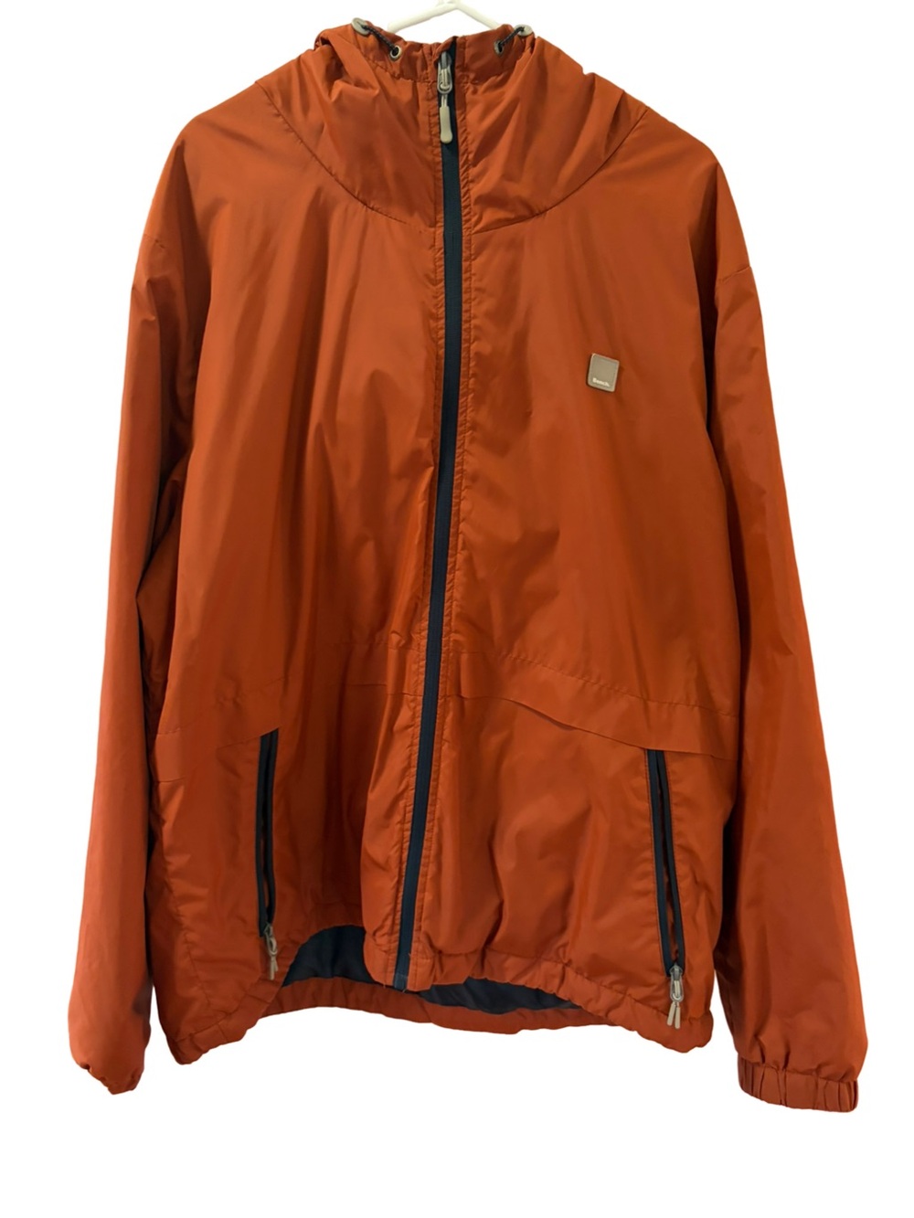 Bench Burnt Orange Hooded Windbreaker Jacket XXL Tall Lightweight